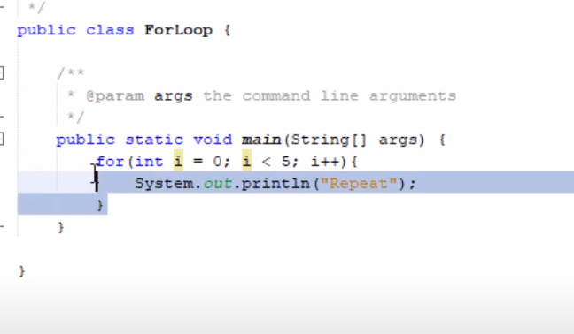 For loop in Java