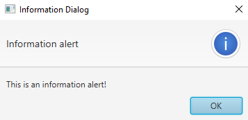 Alert Dialog in JavaFX Information