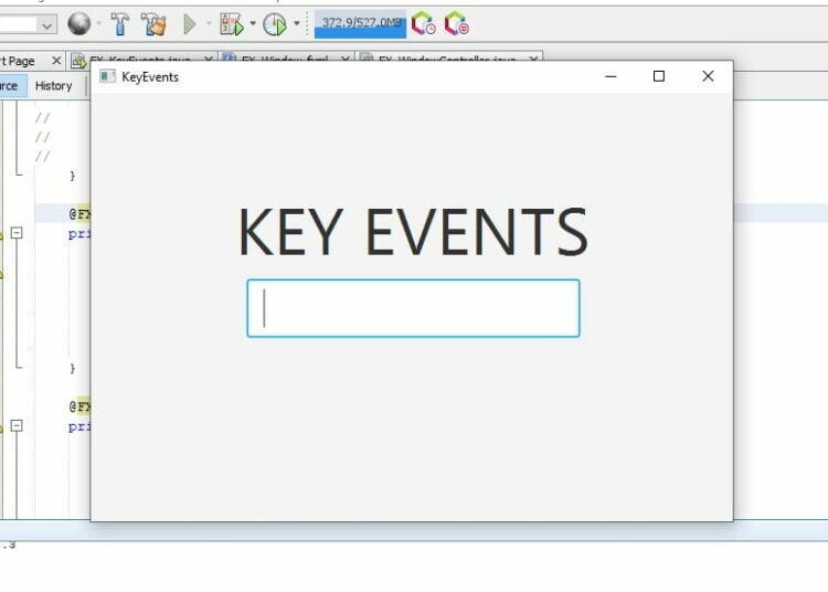 Key Event Example In Java