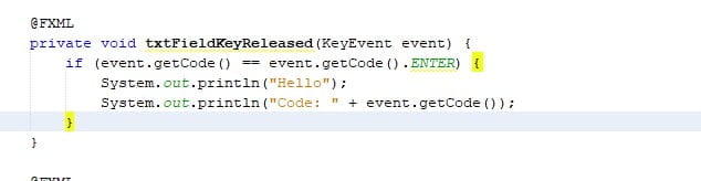 Key Event in JavaFX
