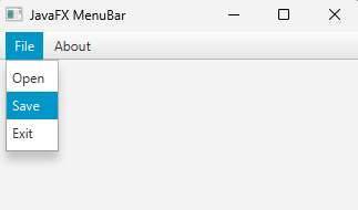 Menu Bar in JavaFX with JavaFX Menu Item