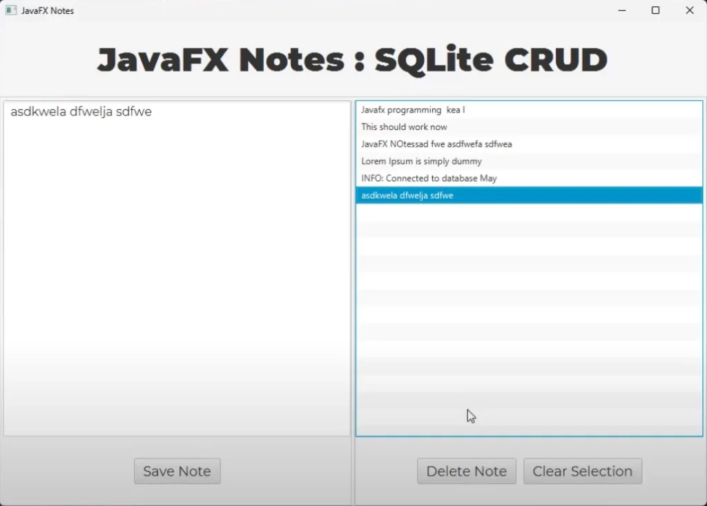 JavaFX SQLite Database CRUD Tutorial